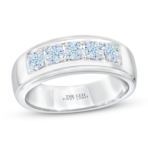 Previously Owned Men's THE LEO First Light Diamond Wedding Band 1 ct tw Round-cut 14K White Gold