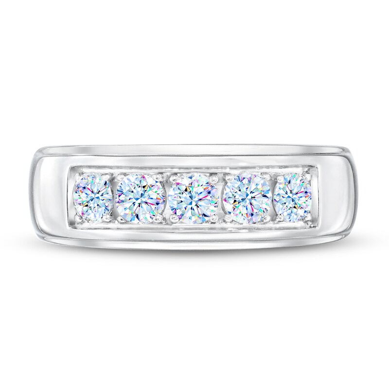 Main Image 3 of Previously Owned Men's THE LEO First Light Diamond Wedding Band 1 ct tw Round-cut 14K White Gold