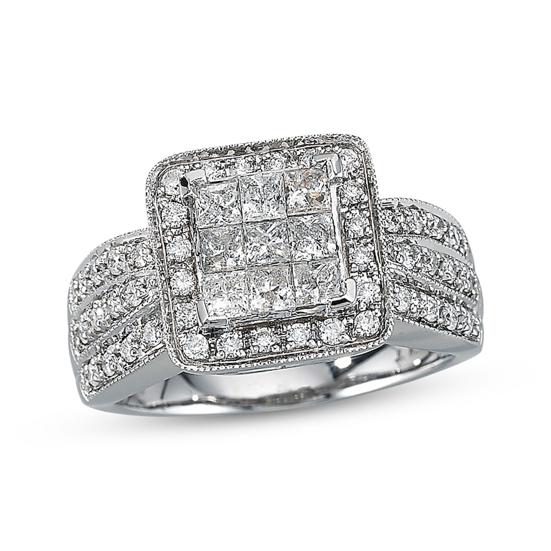 Main Image 1 of Previously Owned Diamond Ring 1 ct tw Princess-cut 14K White Gold - Size 10.25