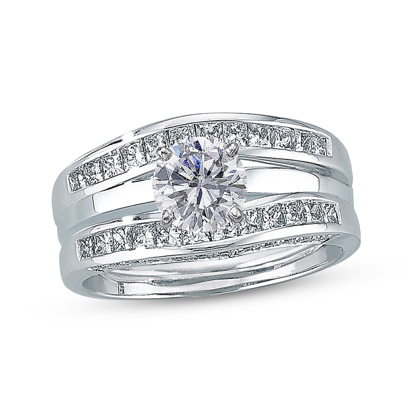 Main Image 3 of Previously Owned Diamond Enhancer Ring 3/4 ct tw Princess-cut 14K White Gold Size 4.75