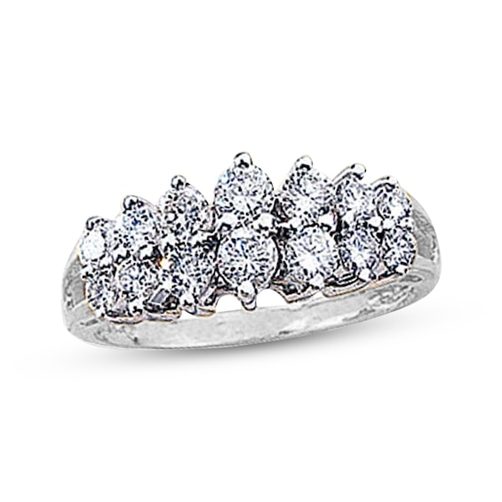 Previously Owned Round-Cut Diamond Two-Row Anniversary Band 1/4 ct tw 14K White Gold Size 4.75