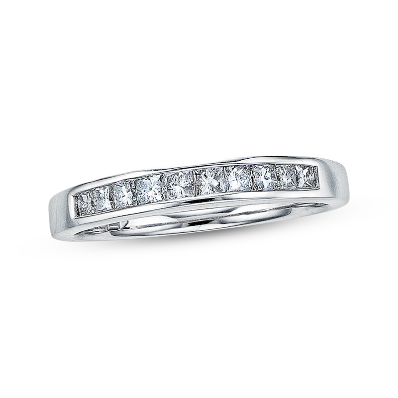 Main Image 1 of Previously Owned Diamond Wedding Band 3/8 ct tw Princess-cut 14K White Gold Size 11.5