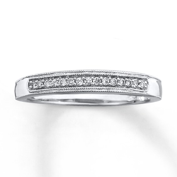 Previously Owned Band 1/20 ct tw Diamonds 10K White Gold - Size 4