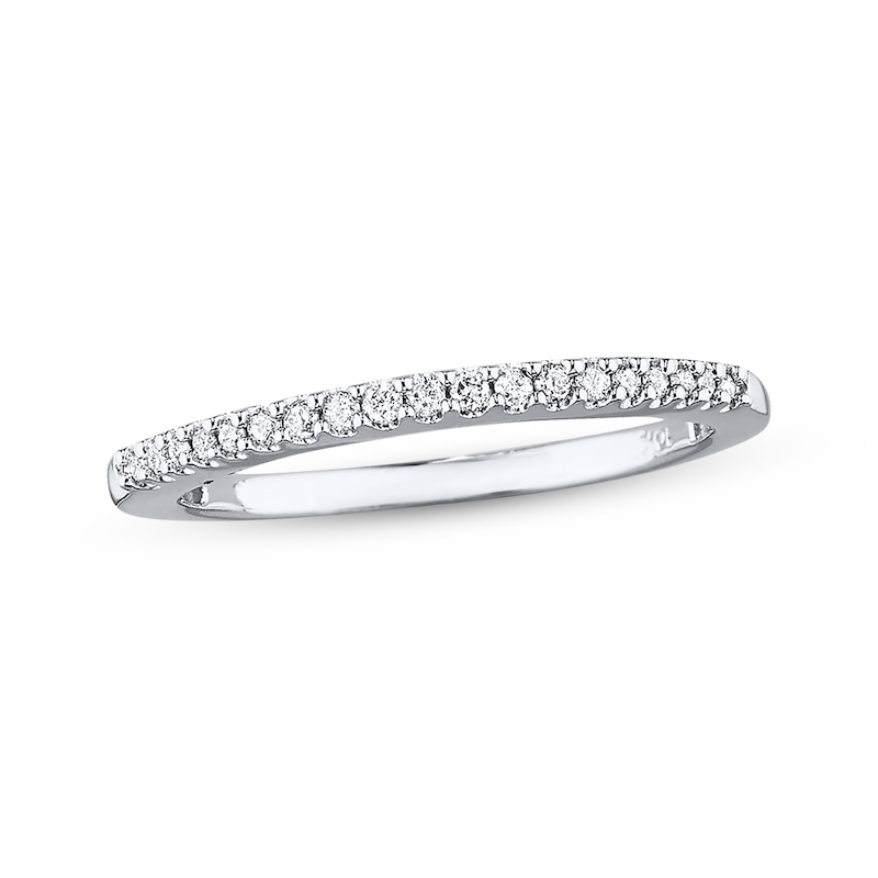 Main Image 1 of Previously Owned Diamond Wedding Band 1/10 ct tw Round-cut 10K White Gold Size 4.5