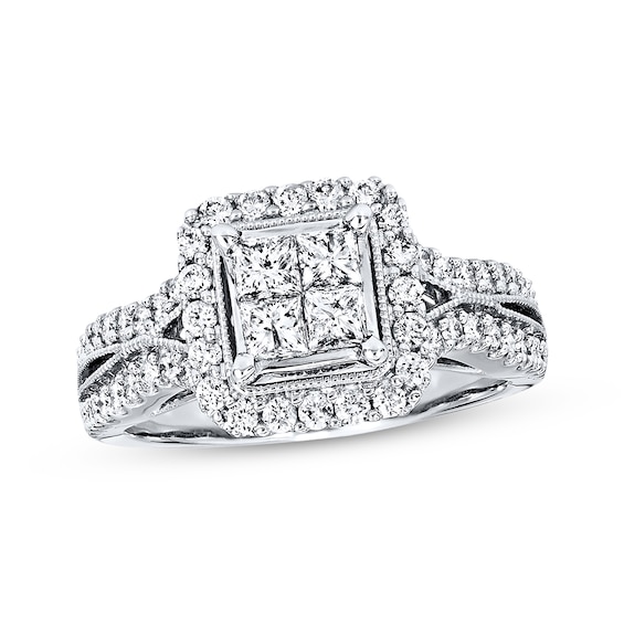 Previously Owned Diamond Engagement Ring 1 ct tw Princess-cut 14K White Gold Size 10.5