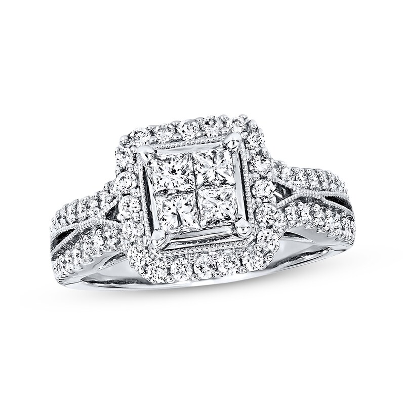 Previously Owned Diamond Engagement Ring 1 ct tw Princess-cut 14K White Gold - Size 10.5