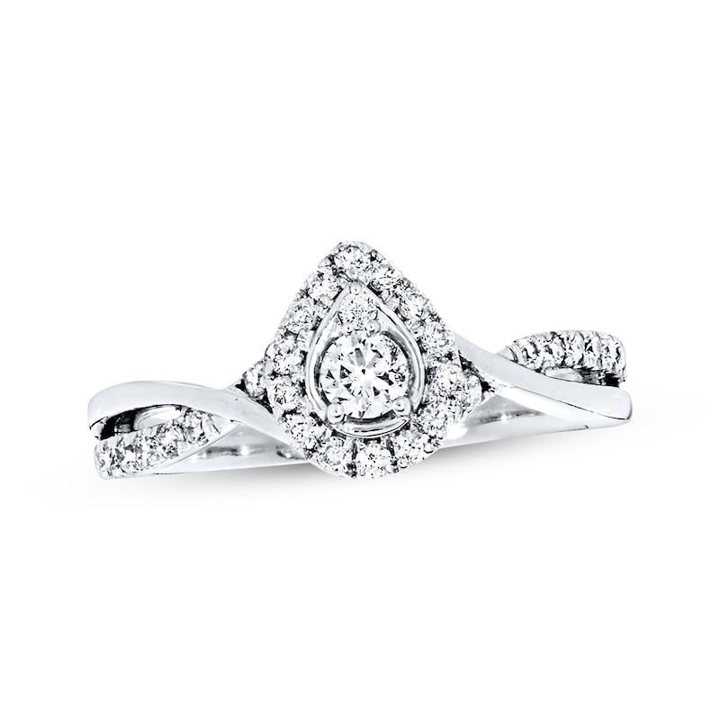 Main Image 1 of Previously Owned Diamond Engagement Ring 3/8 ct tw 14K White Gold Size 3.5