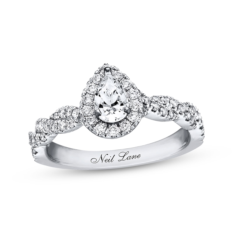 Main Image 1 of Previously Owned Neil Lane Pear-Shaped Diamond Engagement Ring 3/4 ct tw 14K White Gold Size 10.5