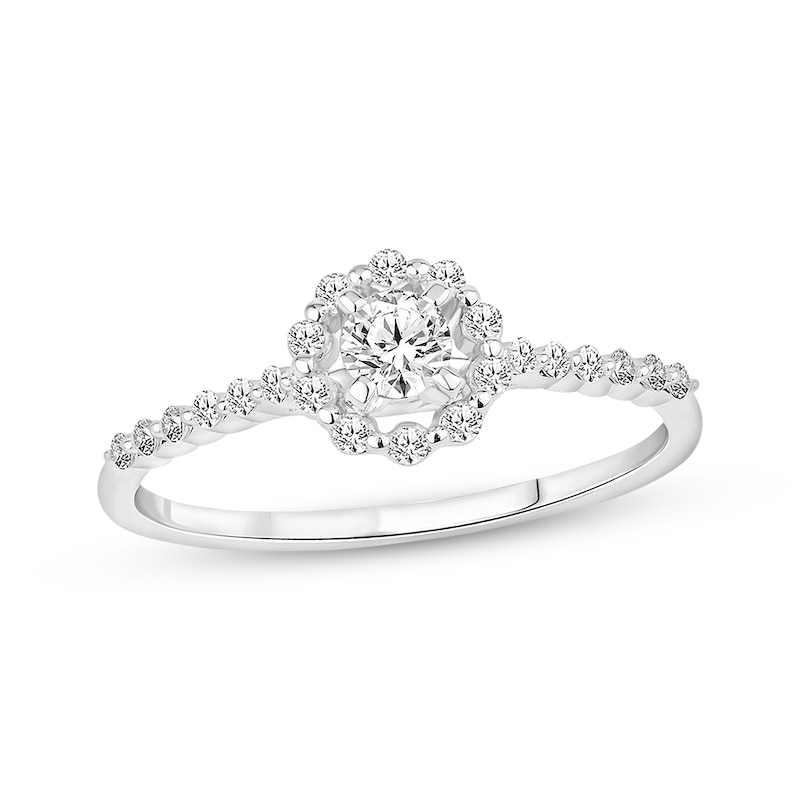 Main Image 1 of Previously Owned Diamond Engagement Ring 1/3 ct tw Round-cut 10K White Gold Size 4.5