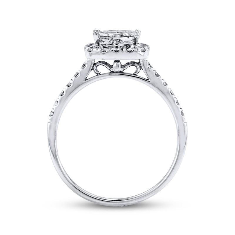 Main Image 3 of Previously Owned Diamond Engagement Ring 1 ct tw Princess-cut 14K White Gold Size 4.75