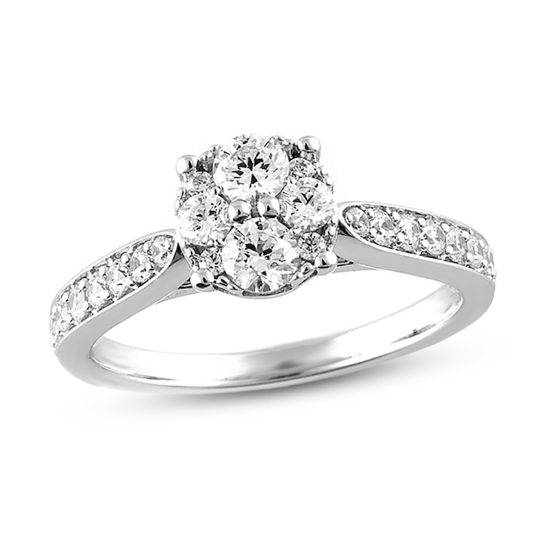 Main Image 1 of Previously Owned Diamond Engagement Ring 3/4 ct tw Round-cut 14K White Gold - Size 4.5