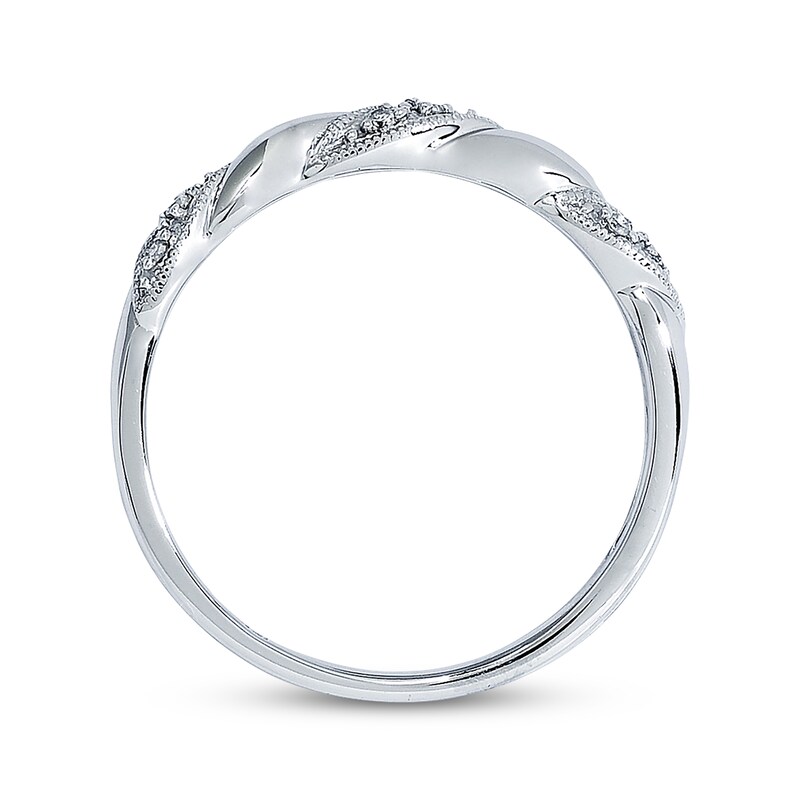 Main Image 3 of Previously Owned Diamond Anniversary Ring 1/20 ct tw Round-cut 10K White Gold Size 4