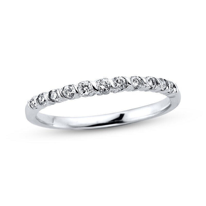 Main Image 1 of Previously Owned Diamond Anniversary Band 1/4 ct tw Round-Cut 10K White Gold - Size 10.5