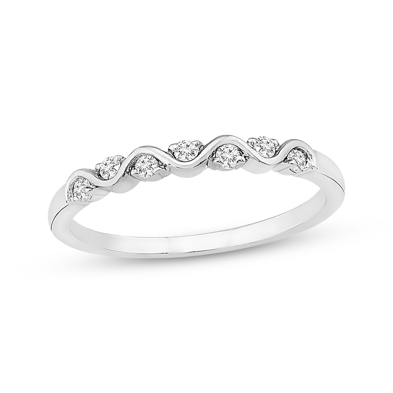 Main Image 1 of Previously Owned Diamond Anniversary Band 1/15 ct tw Round-cut 10K White Gold - Size 4.75