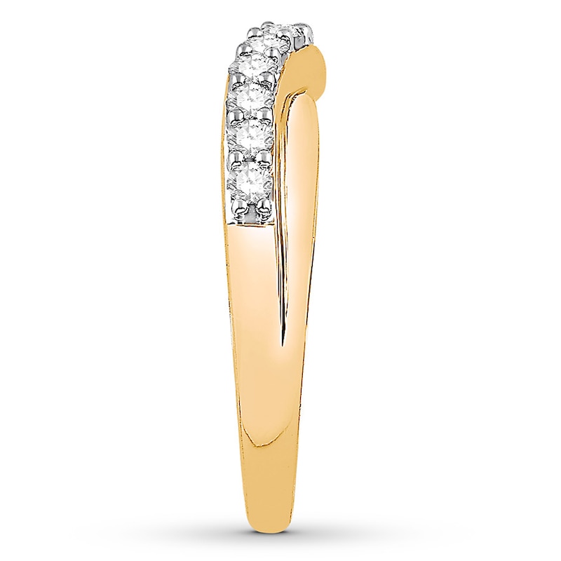 Main Image 3 of Previously Owned Diamond Contour Ring 1/2 carat tw Round 14K Yellow Gold Size 9.5