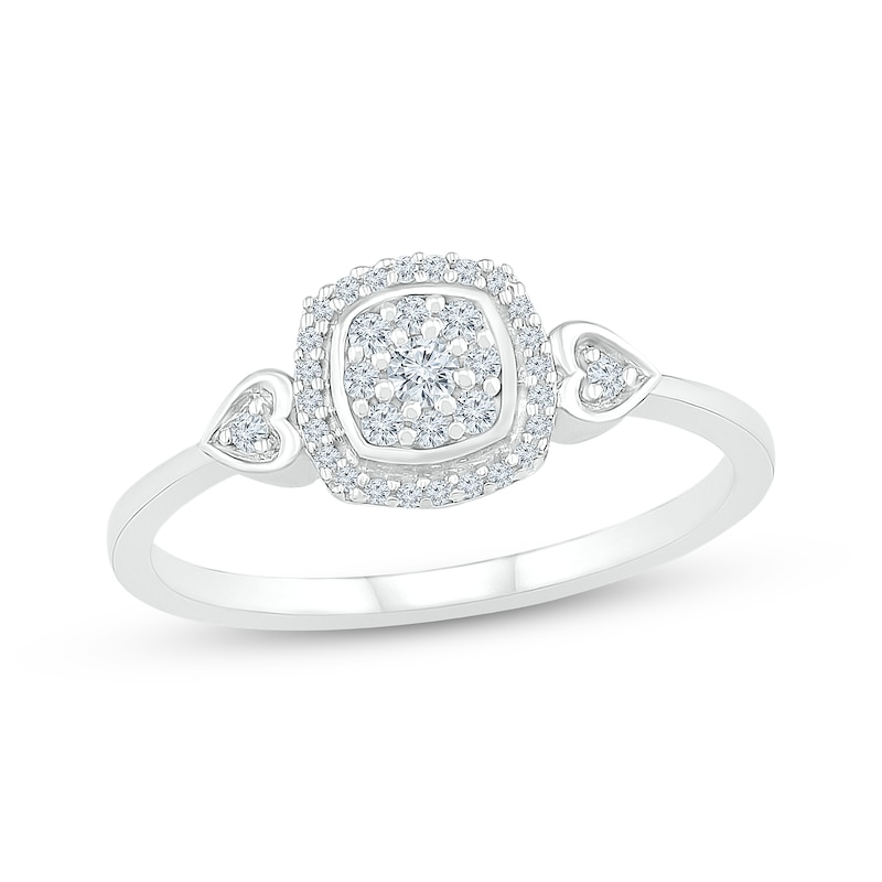 Main Image 1 of Previously Owned Heart Diamond Ring 1/6 ct tw 10K White Gold - Size 9.75