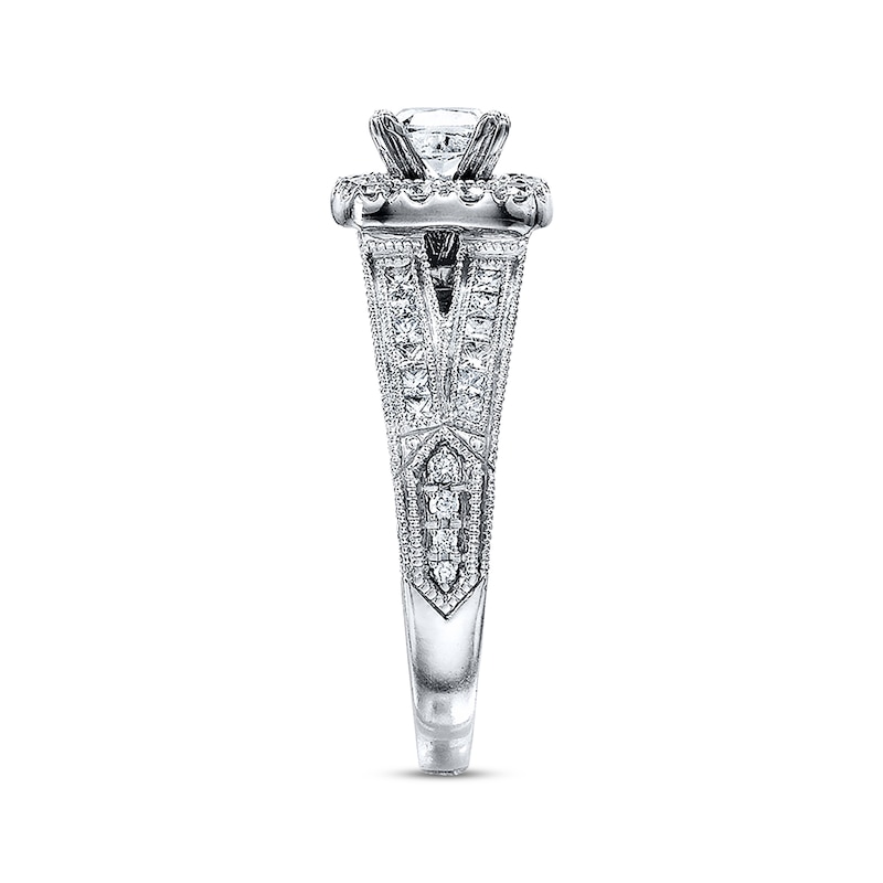Main Image 2 of Previously Owned Neil Lane Engagement Ring 1-1/5 ct tw Cushion, Princess & Round-cut 14K White Gold Size 4.75