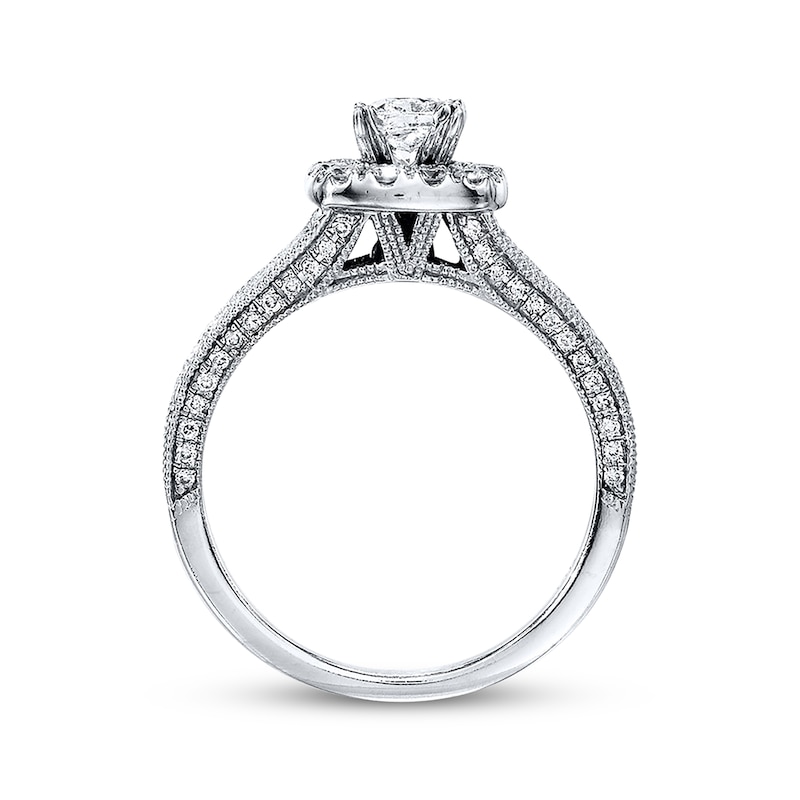 Main Image 3 of Previously Owned Neil Lane Engagement Ring 1-1/5 ct tw Cushion, Princess & Round-cut 14K White Gold Size 4.75