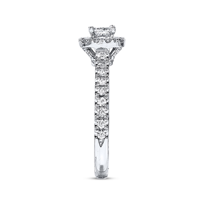 Previously Owned Neil Lane Engagement Ring 7/8 ct tw Princess & Round-cut Diamonds 14K White Gold - Size 3.5