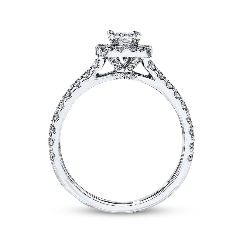 Main Image 3 of Previously Owned Neil Lane Engagement Ring 7/8 ct tw Princess & Round-cut Diamonds 14K White Gold - Size 11.5
