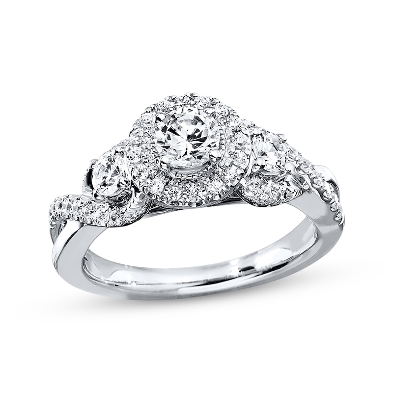 Main Image 1 of Previously Owned Diamond Engagement Ring 7/8 ct tw Round-cut 14K White Gold Size 2.75