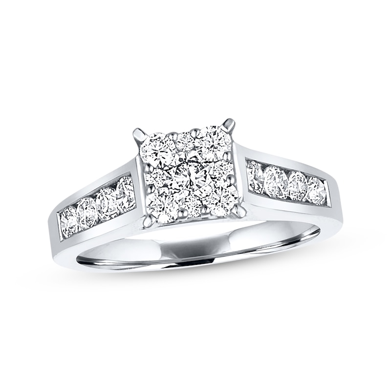 Main Image 1 of Previously Owned Diamond Engagement Ring 1 ct tw Round-cut 14K White Gold - Size 9.5