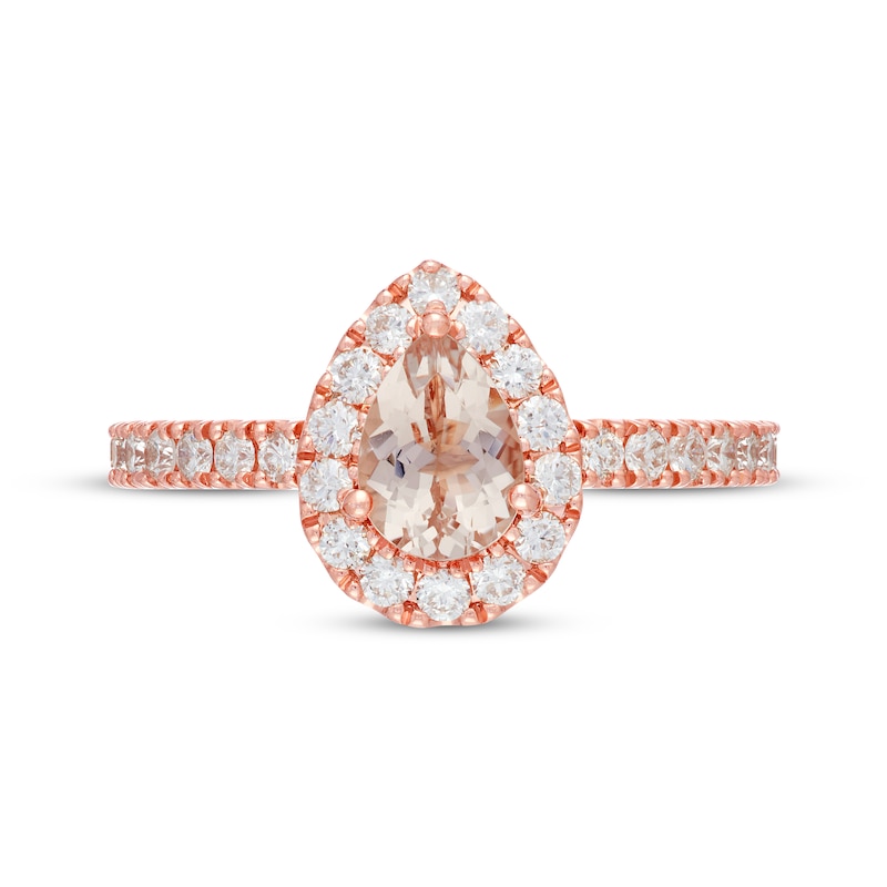 Main Image 3 of Previously Owned Neil Lane Morganite Engagement Ring 5/8 ct tw Pear & Round-cut 14K Rose Gold Size 11