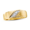 Thumbnail Image 1 of Previously Owned Men's 3-Stone Diamond Wedding Band 1/10 ct tw 10K Yellow Gold - Size 13