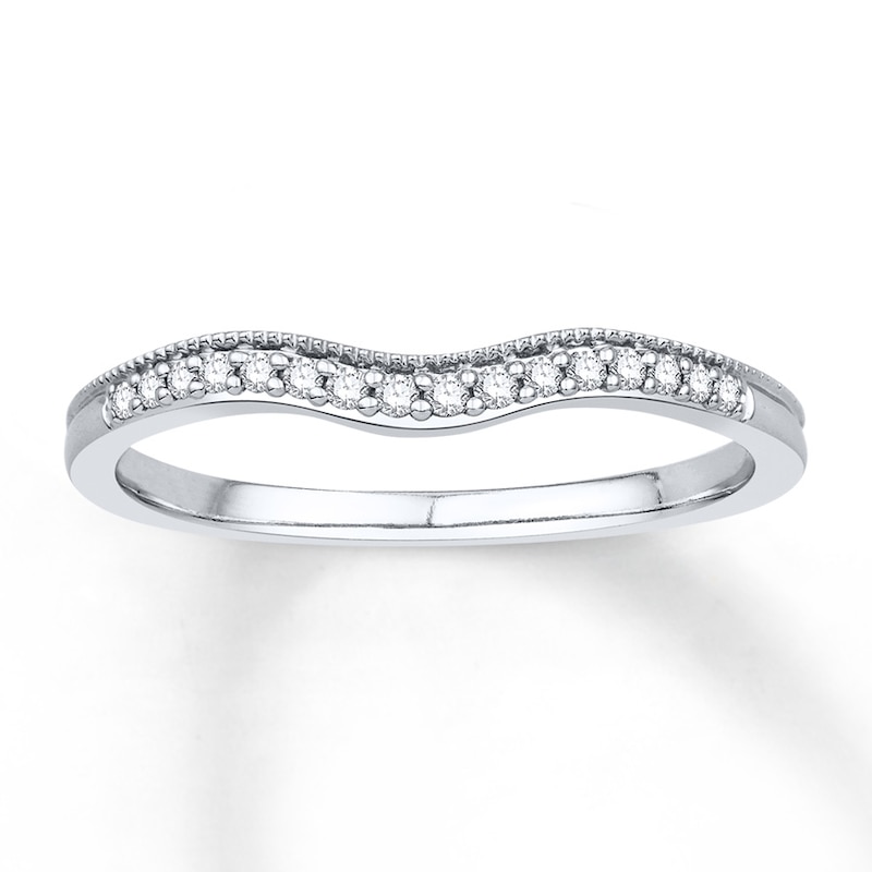 Main Image 1 of Previously Owned Diamond Wedding Band 1/10 ct tw Round-cut 10K White Gold Size 10.75