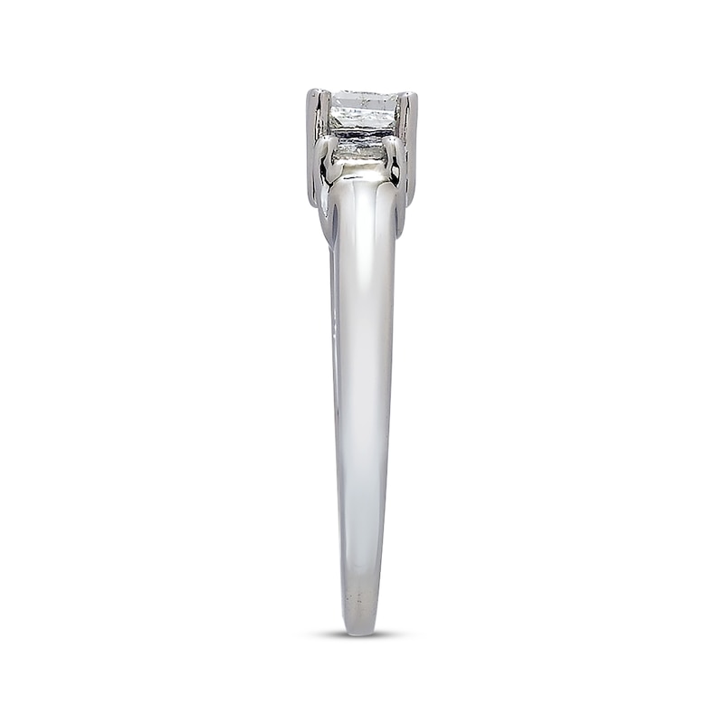 Previously Owned Three-stone Diamond Anniversary Ring Princess-cut 1 ct tw 14K White Gold/Platinum