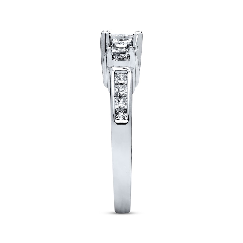 Main Image 2 of Previously Owned 3-Stone Diamond Ring 1-1/2 ct tw Princess-cut 14K White Gold Size 4.25