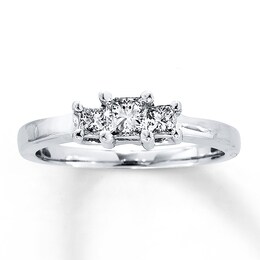 Previously Owned Engagement Ring 1/2 ct tw Princess-cut 14K White Gold - Size 10