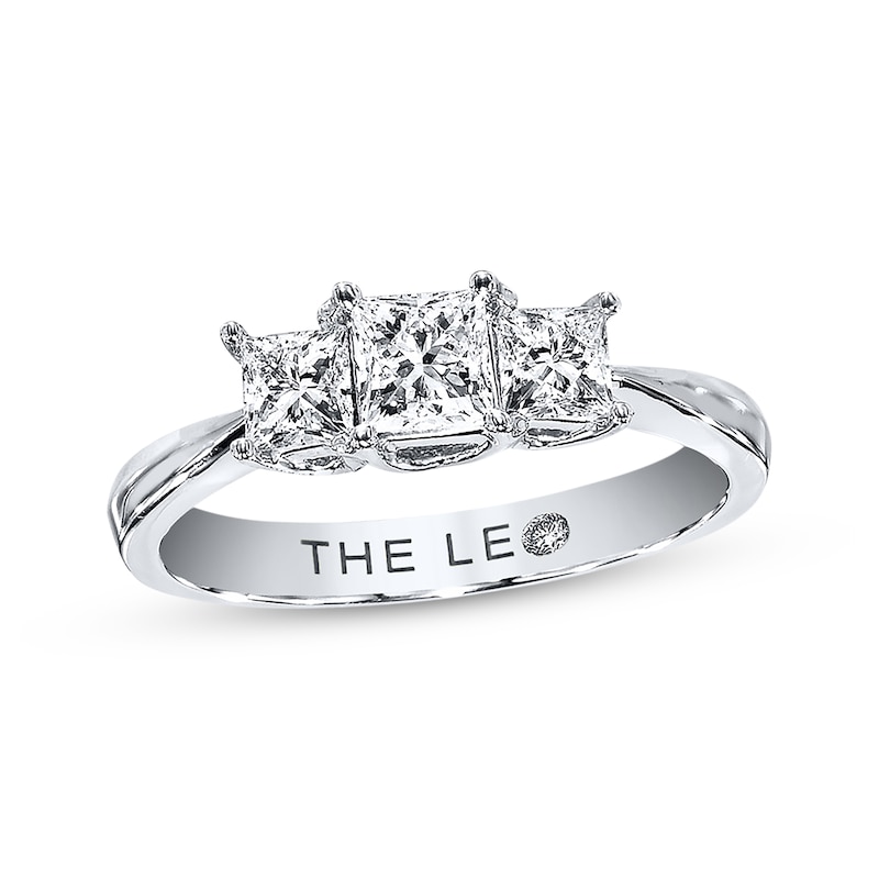 Main Image 1 of Previously Owned THE LEO Diamond 3-Stone Engagement Ring 1 ct tw Princess-cut 14K White Gold - Size 4.5