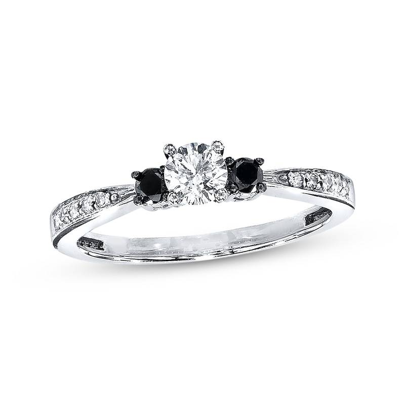 Previously Owned Black & White Diamond Engagement Ring 3/8 ct tw 10K White Gold