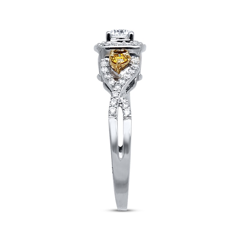 Main Image 2 of Previously Owned Yellow & White Diamond Engagement Ring 1/2 ct tw 10K Two-Tone Gold - Size 4.75
