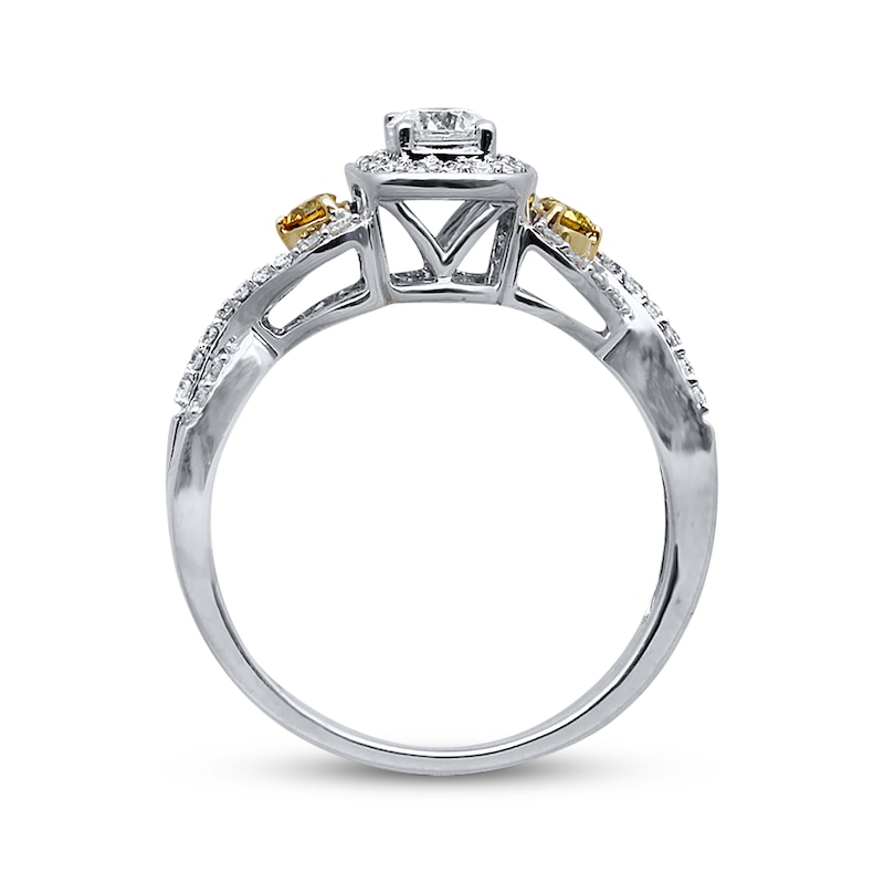 Main Image 3 of Previously Owned Yellow & White Diamond Engagement Ring 1/2 ct tw 10K Two-Tone Gold - Size 4.75