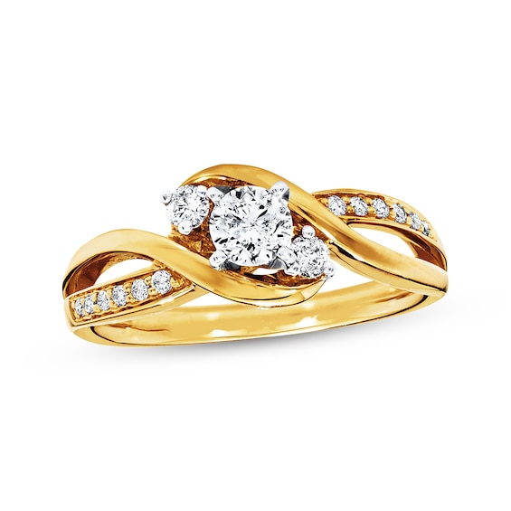 Previously Owned Three-Stone Diamond Engagement Ring 3/8 ct tw 14K Yellow Gold Size 4.25