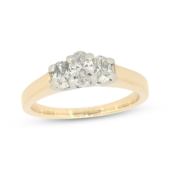 Previously Owned Three-Stone Diamond Engagement Ring 1/2 ct tw Oval-cut 14K Yellow Gold 4.5