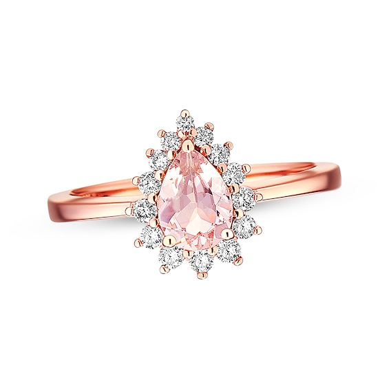 Previously Owned Morganite Engagement Ring 1/4 ct tw Diamonds 14K Rose Gold - Size 4