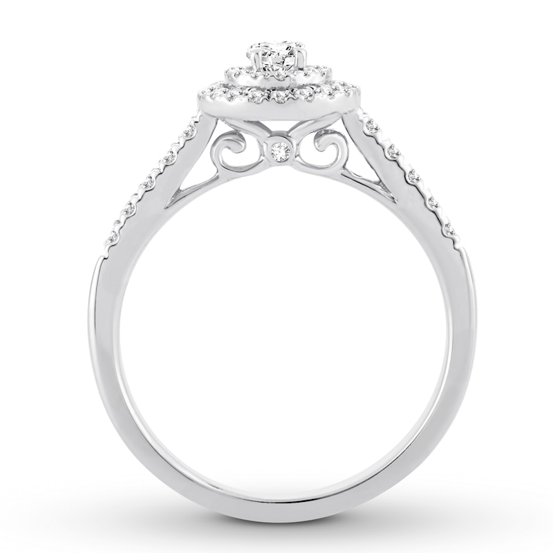Main Image 2 of Previously Owned Diamond Engagement Ring 1/2 ct tw Oval & Round 14K White Gold - Size 4.5