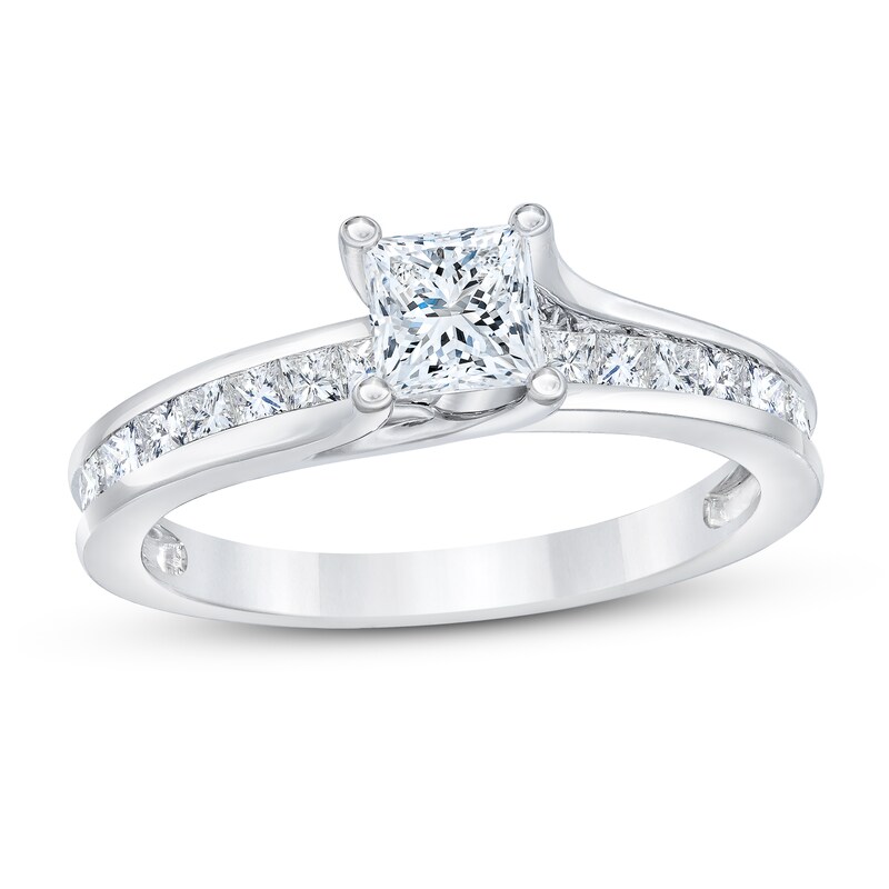 Main Image 1 of Previously Owned Diamond Engagement Ring 1 ct tw Princess-cut 14K White Gold - Size 9.5
