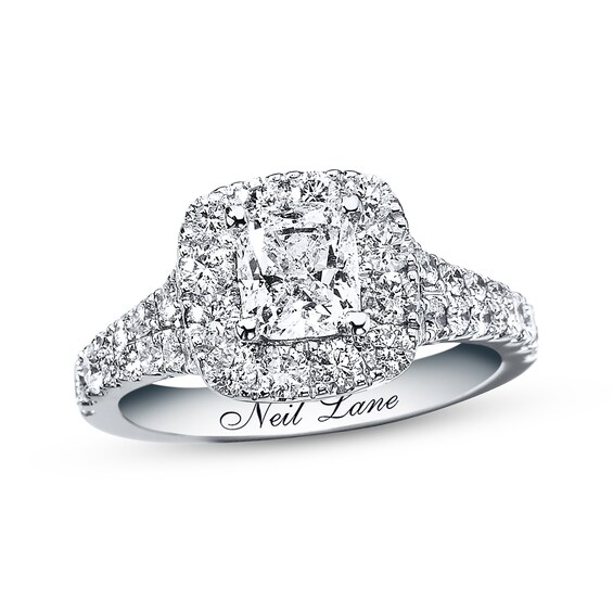 Previously Owned Neil Lane Engagement Ring 2-1/6 ct tw Cushion & Round-cut Diamonds 14K White Gold 3.75