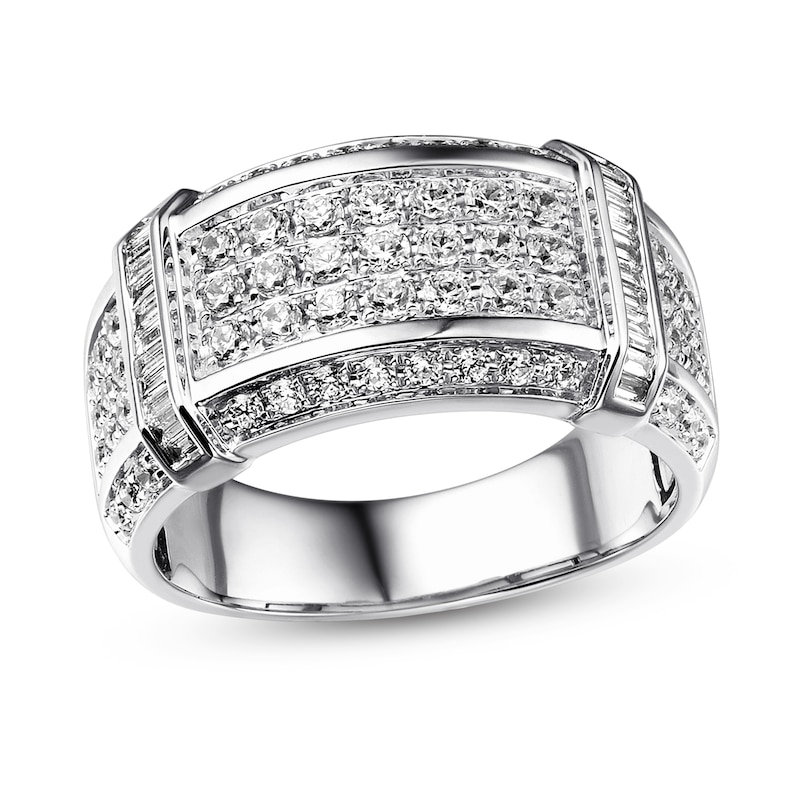 Previously Owned Men's Diamond Band 1-1/2 ct tw Round-cut 10K White Gold - Size 12.5