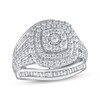Thumbnail Image 1 of Previously Owned Diamond Engagement Ring 1-1/2 ct tw Round & Baguette-cut 10K White Gold - Size 10