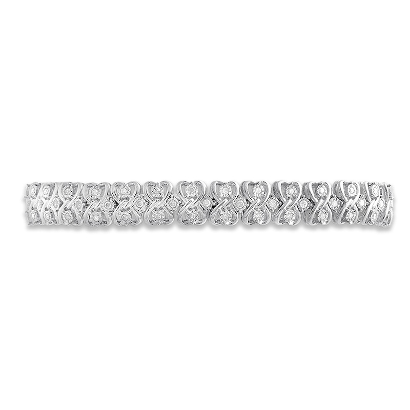 Main Image 2 of Previously Owned Diamond Heart Bracelet 1 ct tw Round-cut Sterling Silver 7.5"