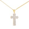 Thumbnail Image 2 of Previously Owned Men's Diamond Cross Necklace 1/3 ct tw Round-cut 10K Yellow Gold 22"