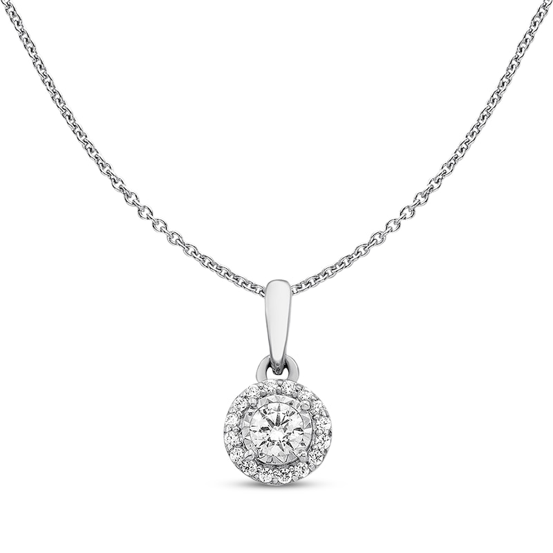 Main Image 1 of Previously Owned Diamond Necklace 1/4 ct tw Round-cut 10K White Gold