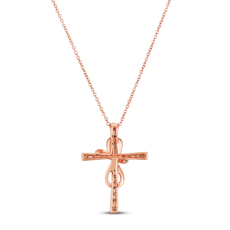 Main Image 3 of Previously Owned Le Vian Diamond Cross Necklace 1/2 ct tw 14K Strawberry Gold 18"