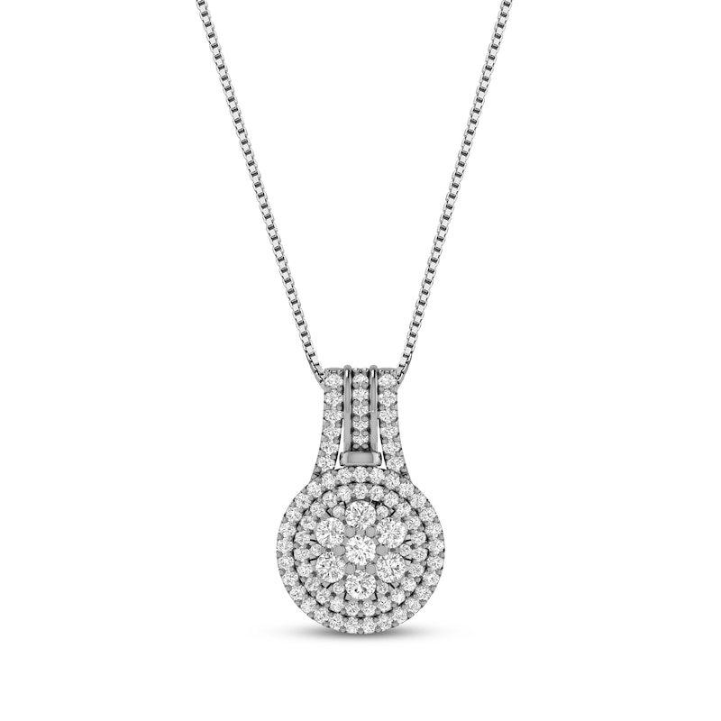 Main Image 2 of Previously Owned Necklace/Earrings Boxed Set 1 ct tw Round-cut Diamond 10K White Gold