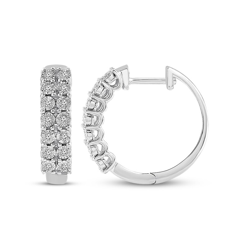 Previously Owned Diamond Hoop Earrings 1/10 ct tw Round-cut Sterling Silver